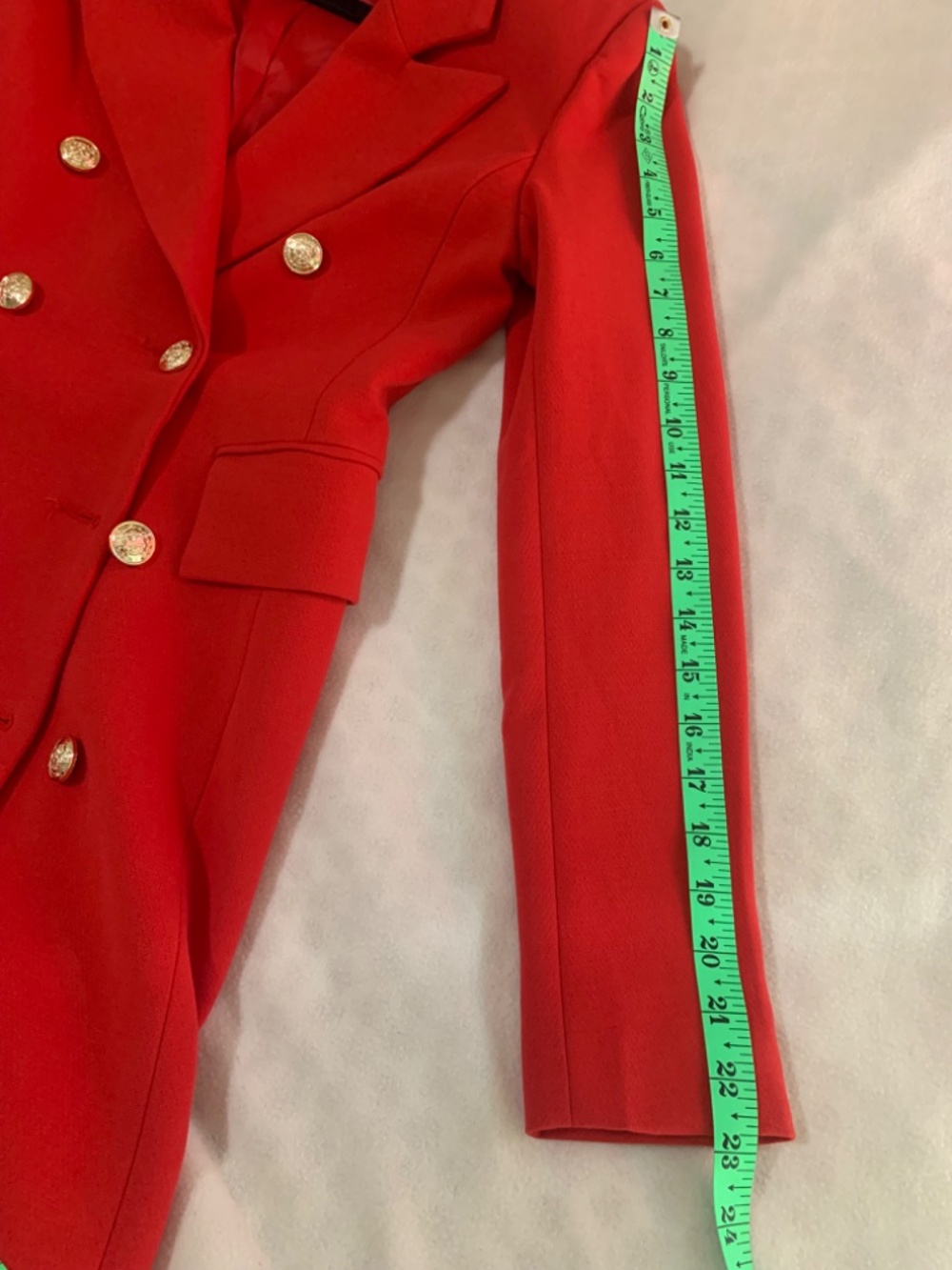 Long Red Gold Button Blazer - Picture 13 of 15
